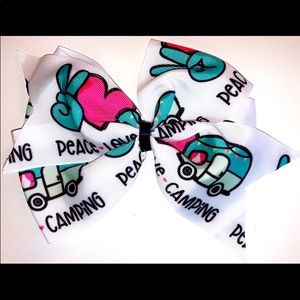 Large Peace Love and Camping Bow ✨FREE SHIPPING ON 5 OR MORE BOWS✨